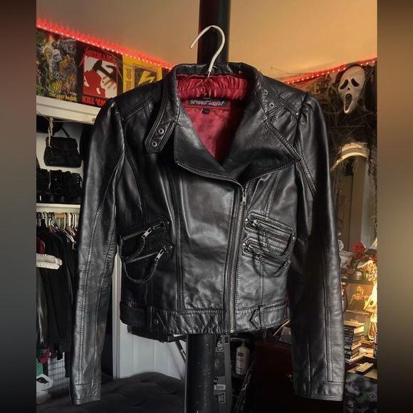 Leather Jacket W/ Red Slik by Street Legal - Picture 2 of 4